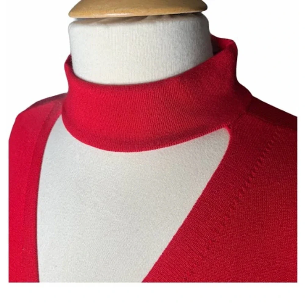 Vince Camuto Red Mock Choker Neck Faux Wrap Dress - Picture 5 of 8